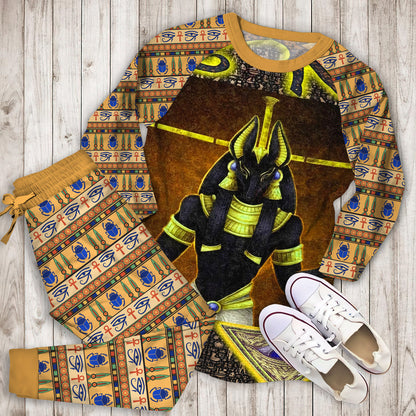 Ancient Egyptian Gods Pajama Set | Pajamas | Cotton Sleepwear Sets | Soft Long Sleeve Pjs | Raglan Shirt and Pants Set