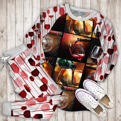 Wine Pajama Set | Pajamas | Cotton Sleepwear Sets | Soft Long Sleeve Pjs | Raglan Shirt and Pants Set