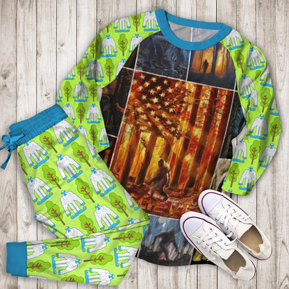 Bigfoot Pajama Set |Sleepwear Pjs Sets | Raglan Shirt Pants Set