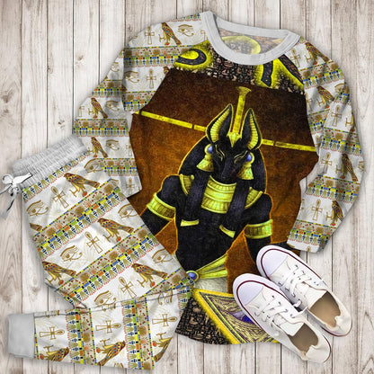 Ancient Egyptian Gods Pajama Set | Pajamas | Cotton Sleepwear Sets | Soft Long Sleeve Pjs | Raglan Shirt and Pants Set