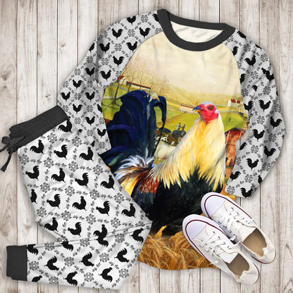 Rooster Veara Pajama Set |Sleepwear Pjs Sets | Raglan Shirt Pants Set