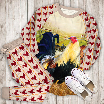 Rooster Veara Pajama Set |Sleepwear Pjs Sets | Raglan Shirt Pants Set