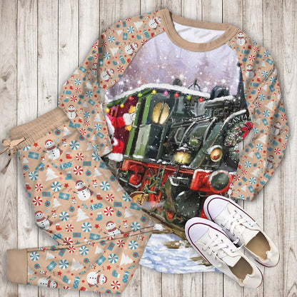 Christmas Reindeer Santa Claus Pajama Set | Pajamas | Cotton Sleepwear Sets | Soft Long Sleeve Pjs | Raglan Shirt and Pants Set