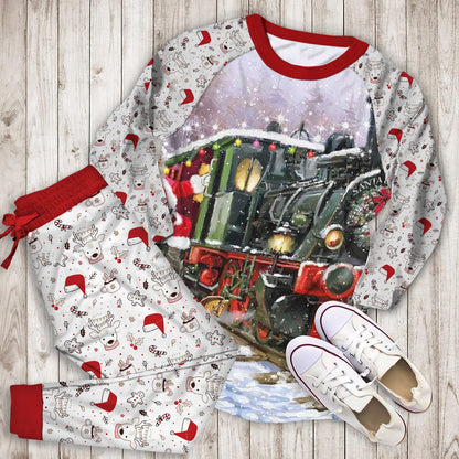 Christmas Reindeer Santa Claus Pajama Set | Pajamas | Cotton Sleepwear Sets | Soft Long Sleeve Pjs | Raglan Shirt and Pants Set