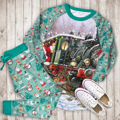 Christmas Reindeer Santa Claus Pajama Set | Pajamas | Cotton Sleepwear Sets | Soft Long Sleeve Pjs | Raglan Shirt and Pants Set