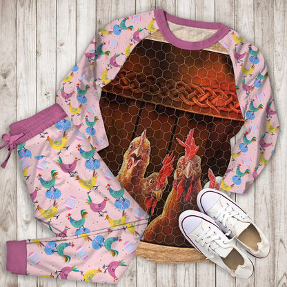 Chicken Pajama Set | Pajamas | Cotton Sleepwear Sets | Soft Long Sleeve Pjs | Raglan Shirt and Pants Set
