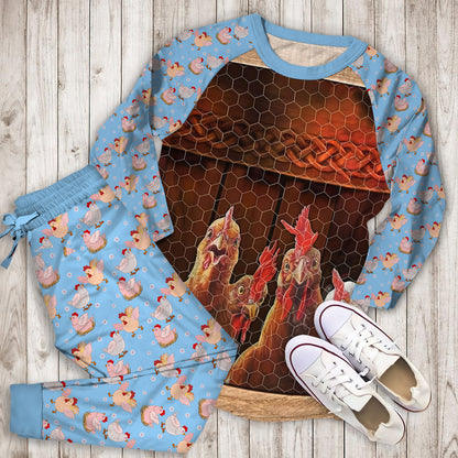 Chicken Pajama Set | Pajamas | Cotton Sleepwear Sets | Soft Long Sleeve Pjs | Raglan Shirt and Pants Set