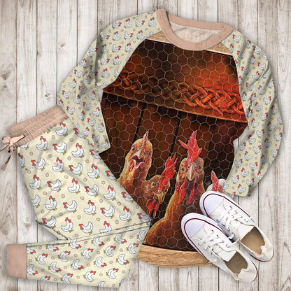 Chicken Pajama Set | Pajamas | Cotton Sleepwear Sets | Soft Long Sleeve Pjs | Raglan Shirt and Pants Set