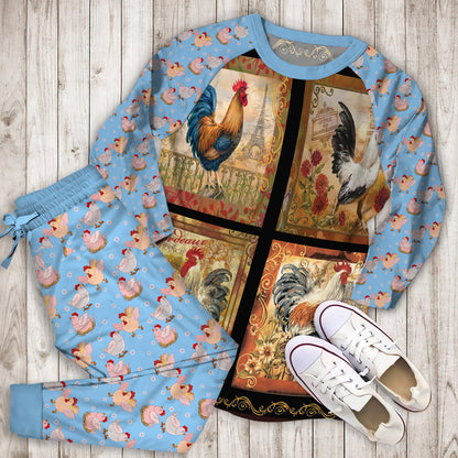 Chicken Pajama Set | Pajamas | Cotton Sleepwear Sets | Soft Long Sleeve Pjs | Raglan Shirt and Pants Set