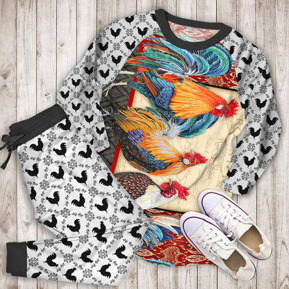Rooster Pajama Set |Sleepwear Pjs Sets | Raglan Shirt Pants Set
