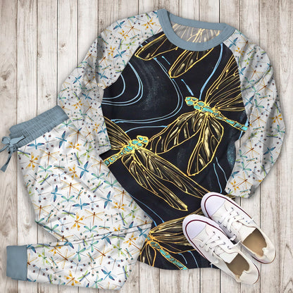 Dragonfly Pajama Set | Pajamas | Cotton Sleepwear Sets | Soft Long Sleeve Pjs | Raglan Shirt and Pants Set