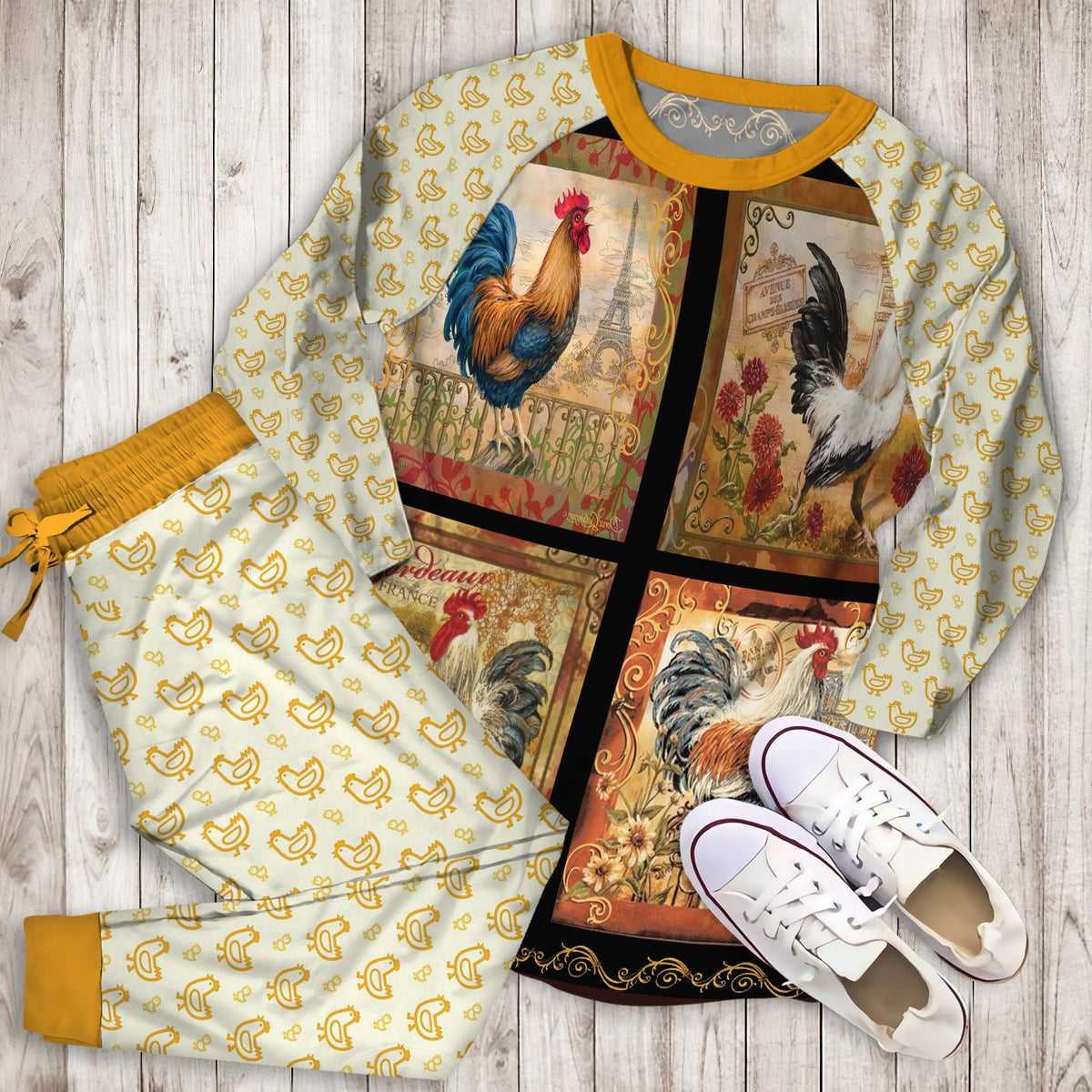 Chicken Pajama Set | Pajamas | Cotton Sleepwear Sets | Soft Long Sleeve Pjs | Raglan Shirt and Pants Set
