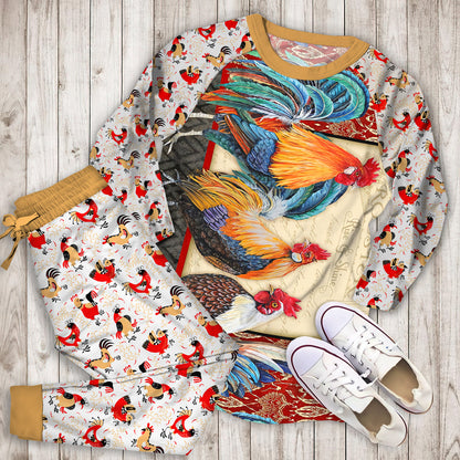 Rooster Pajama Set |Sleepwear Pjs Sets | Raglan Shirt Pants Set