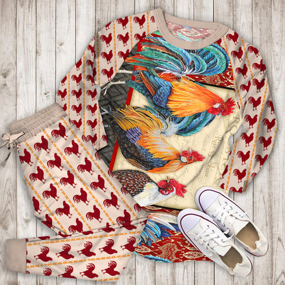 Rooster Pajama Set |Sleepwear Pjs Sets | Raglan Shirt Pants Set