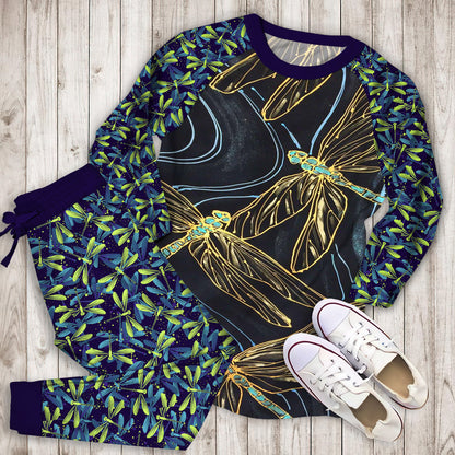 Dragonfly Pajama Set | Pajamas | Cotton Sleepwear Sets | Soft Long Sleeve Pjs | Raglan Shirt and Pants Set