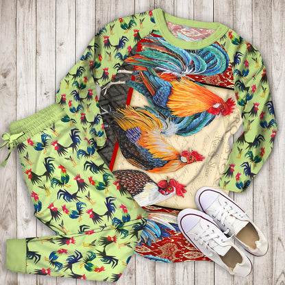 Rooster Pajama Set |Sleepwear Pjs Sets | Raglan Shirt Pants Set