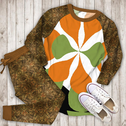 Mid Century Art Pajama Set | Pajamas | Cotton Sleepwear Sets | Soft Long Sleeve Pjs | Raglan Shirt and Pants Set