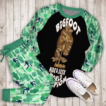 Bigfoot I Do Have A Retirement Plan Personalized Name Pajama Set | Pajamas | Cotton Sleepwear Sets | Soft Long Sleeve Pjs | Raglan Shirt and Pants Set