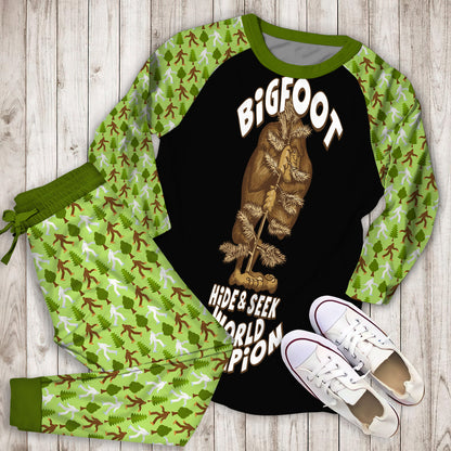 Bigfoot I Do Have A Retirement Plan Personalized Name Pajama Set | Pajamas | Cotton Sleepwear Sets | Soft Long Sleeve Pjs | Raglan Shirt and Pants Set