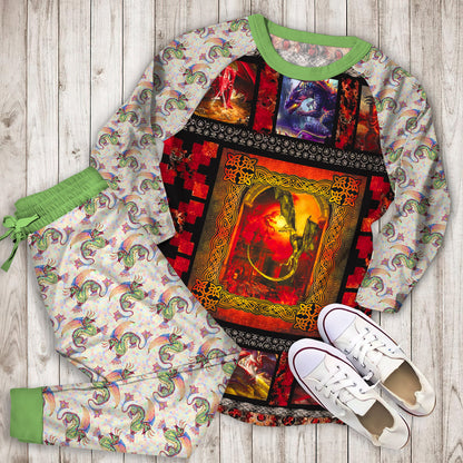 Dragon Pajama Set | Pajamas | Cotton Sleepwear Sets | Soft Long Sleeve Pjs | Raglan Shirt and Pants Set