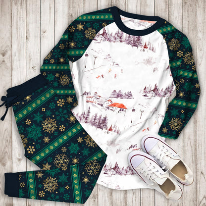 Winter Skiing Pajama Set |Sleepwear Pjs Sets | Raglan Shirt Pants Set