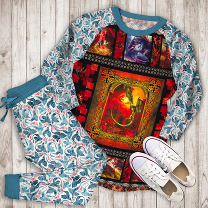 Dragon Pajama Set | Pajamas | Cotton Sleepwear Sets | Soft Long Sleeve Pjs | Raglan Shirt and Pants Set