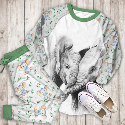 Elephant Pajama Set |Sleepwear Pjs Sets | Raglan Shirt Pants Set