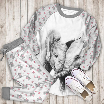 Elephant Pajama Set |Sleepwear Pjs Sets | Raglan Shirt Pants Set
