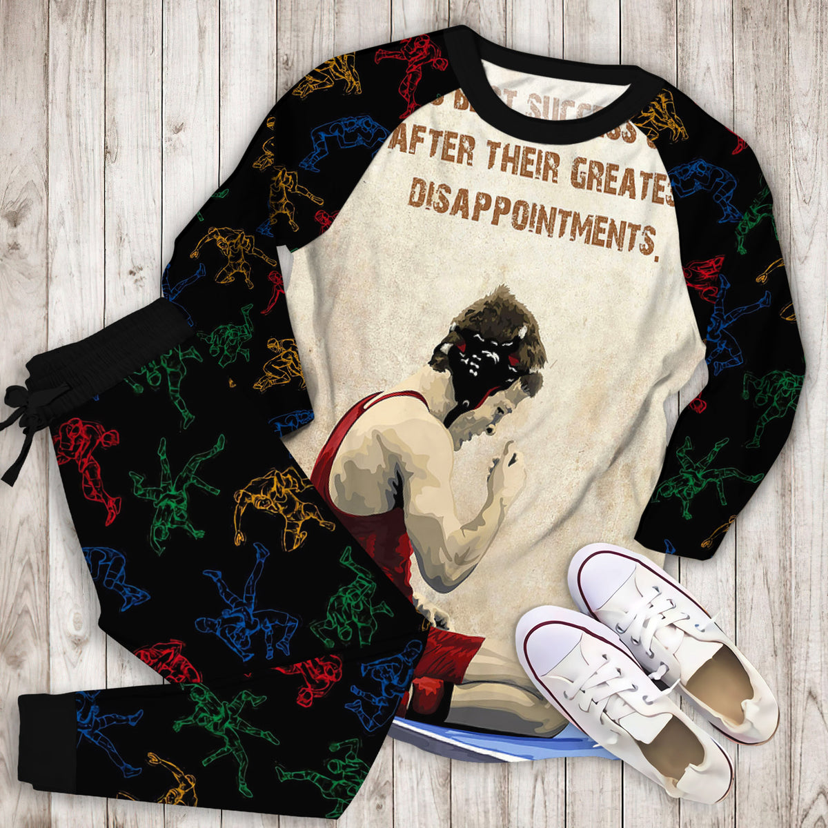 Wrestling Pajama Set |Sleepwear Pjs Sets | Raglan Shirt Pants Set