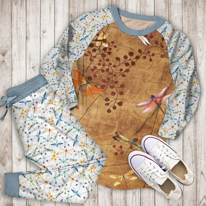 Dragonfly Pajama Set | Pajamas | Cotton Sleepwear Sets | Soft Long Sleeve Pjs | Raglan Shirt and Pants Set
