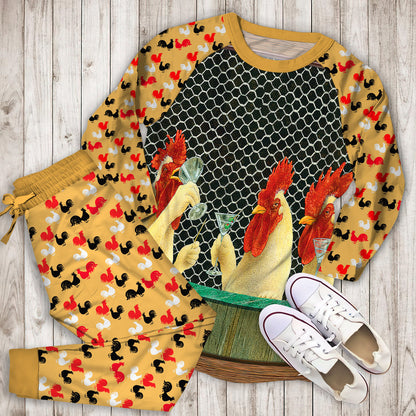 Rooster Family Pajama Set | Pajamas | Cotton Sleepwear Sets | Soft Long Sleeve Pjs | Raglan Shirt and Pants Set