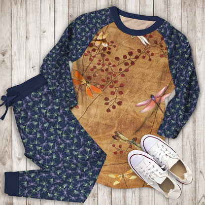 Dragonfly Pajama Set | Pajamas | Cotton Sleepwear Sets | Soft Long Sleeve Pjs | Raglan Shirt and Pants Set