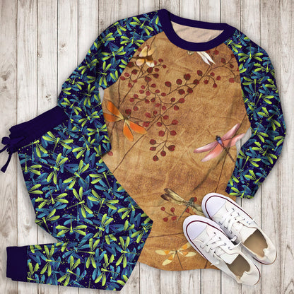 Dragonfly Pajama Set | Pajamas | Cotton Sleepwear Sets | Soft Long Sleeve Pjs | Raglan Shirt and Pants Set
