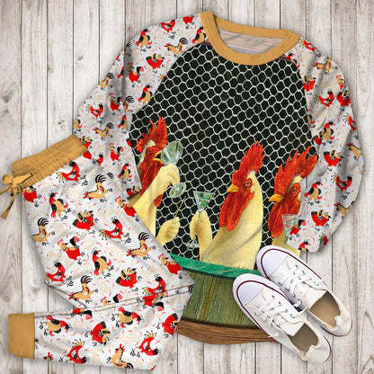 Rooster Family Pajama Set | Pajamas | Cotton Sleepwear Sets | Soft Long Sleeve Pjs | Raglan Shirt and Pants Set