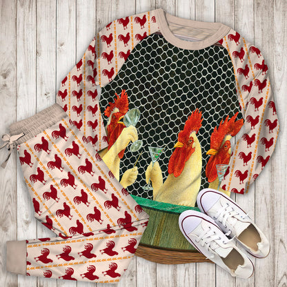Rooster Family Pajama Set | Pajamas | Cotton Sleepwear Sets | Soft Long Sleeve Pjs | Raglan Shirt and Pants Set