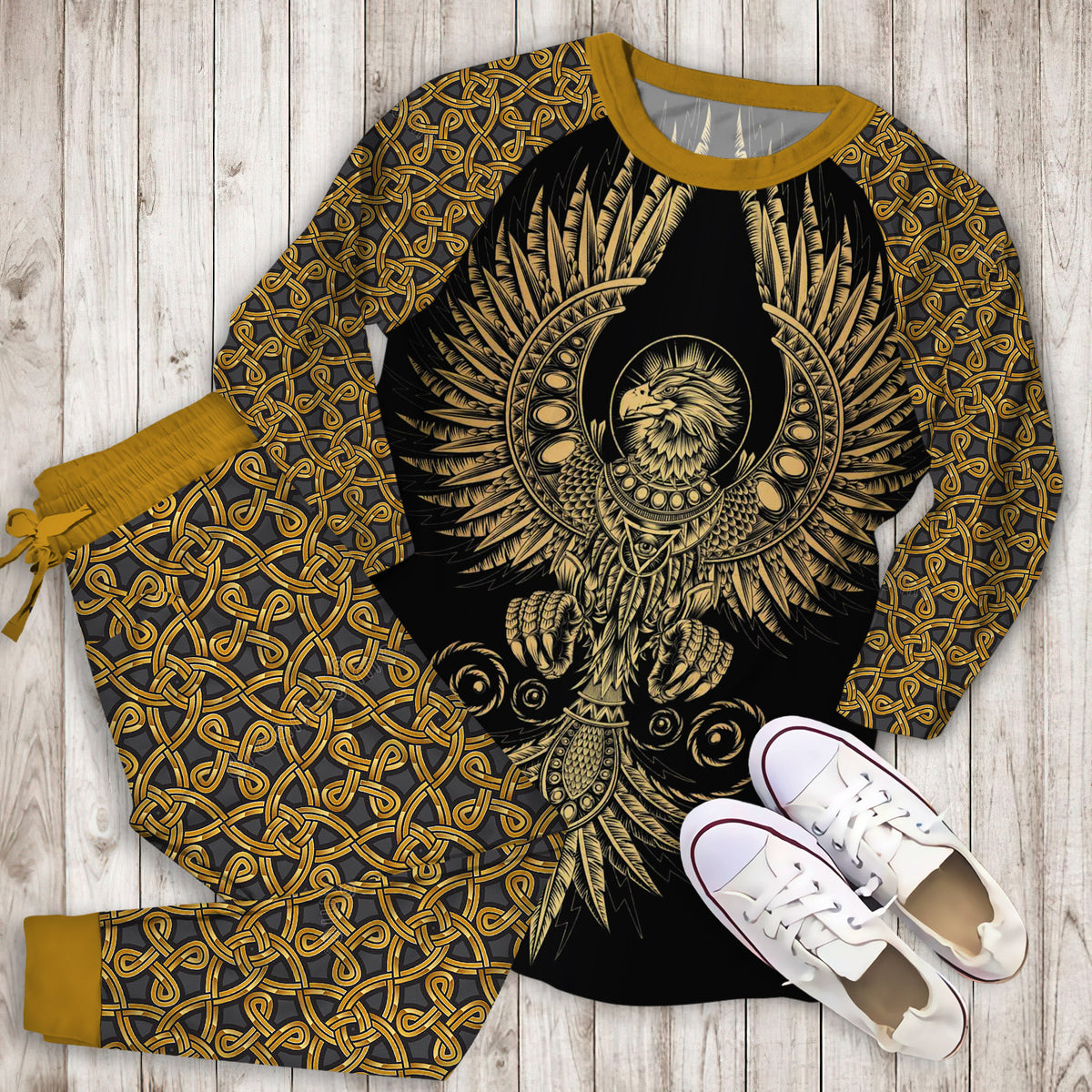 Celtic Eagle Pajama Set |Sleepwear Pjs Sets | Raglan Shirt Pants Set