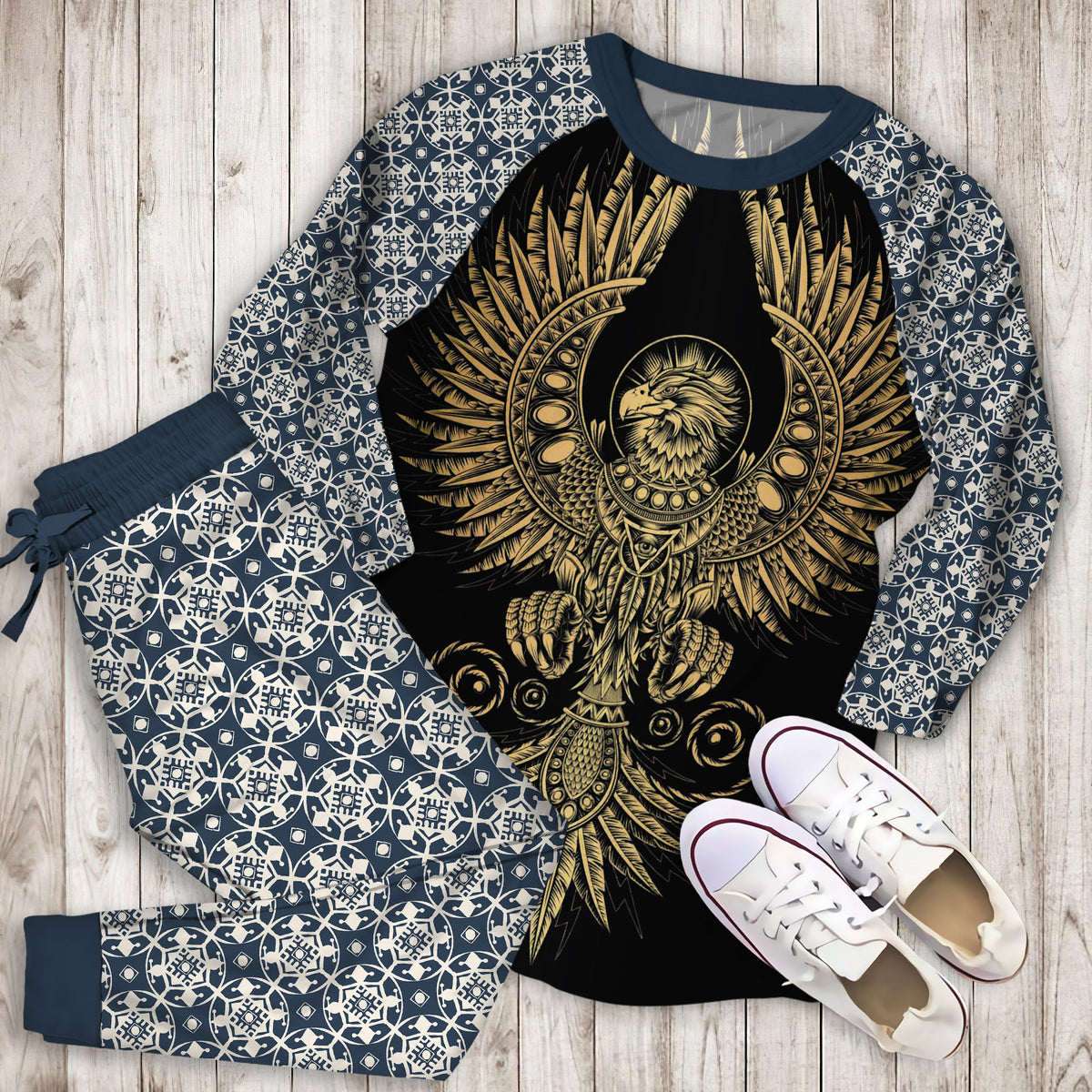 Celtic Eagle Pajama Set |Sleepwear Pjs Sets | Raglan Shirt Pants Set