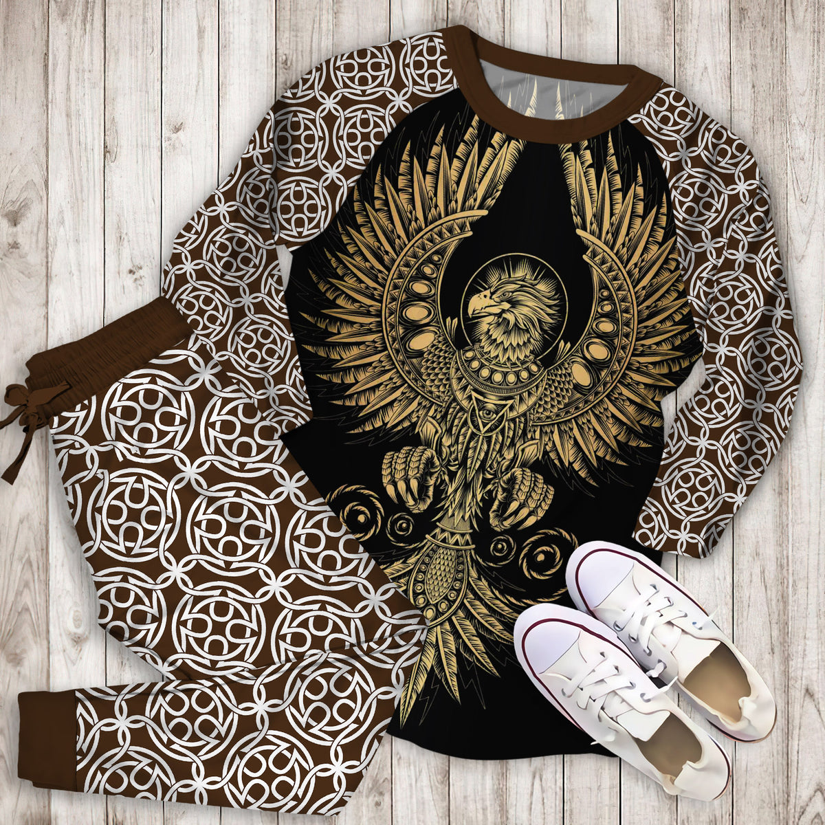 Celtic Eagle Pajama Set |Sleepwear Pjs Sets | Raglan Shirt Pants Set