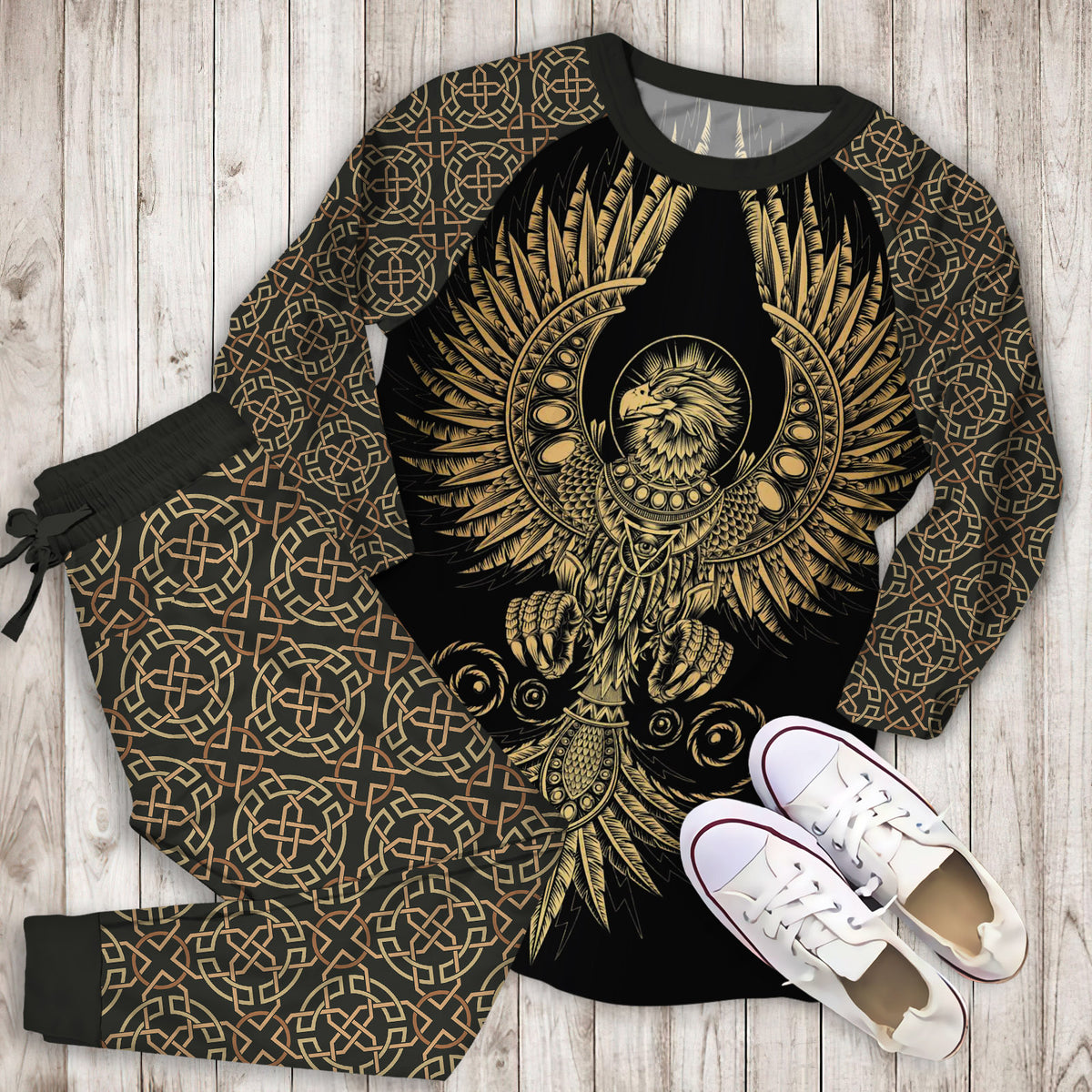 Celtic Eagle Pajama Set |Sleepwear Pjs Sets | Raglan Shirt Pants Set