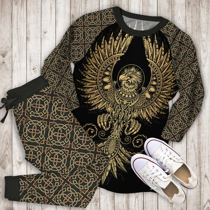 Celtic Eagle Pajama Set |Sleepwear Pjs Sets | Raglan Shirt Pants Set