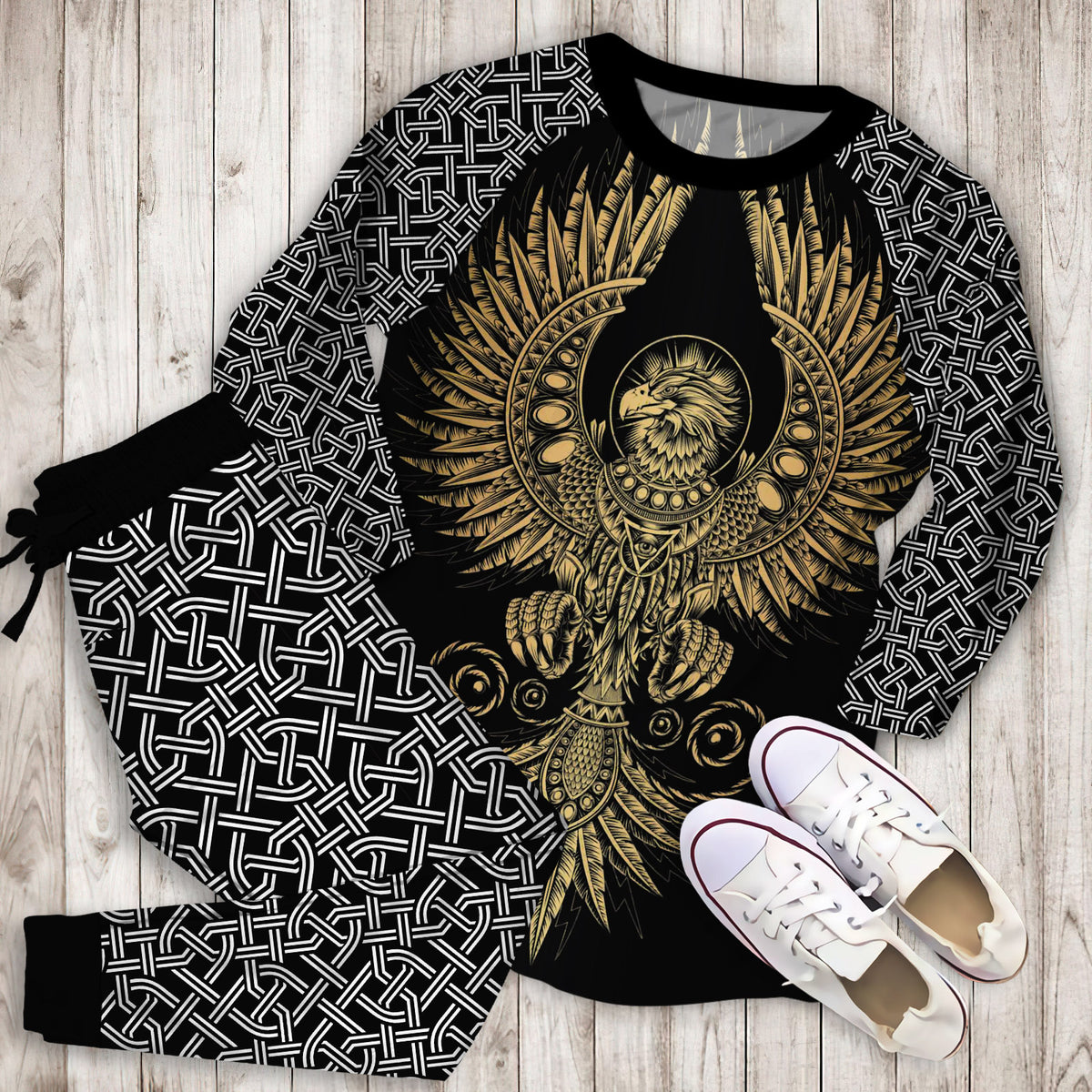 Celtic Eagle Pajama Set |Sleepwear Pjs Sets | Raglan Shirt Pants Set