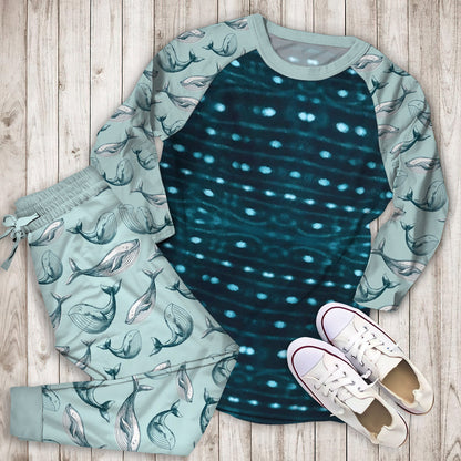 Whale Shark Pajama Set |Sleepwear Pjs Sets | Raglan Shirt Pants Set