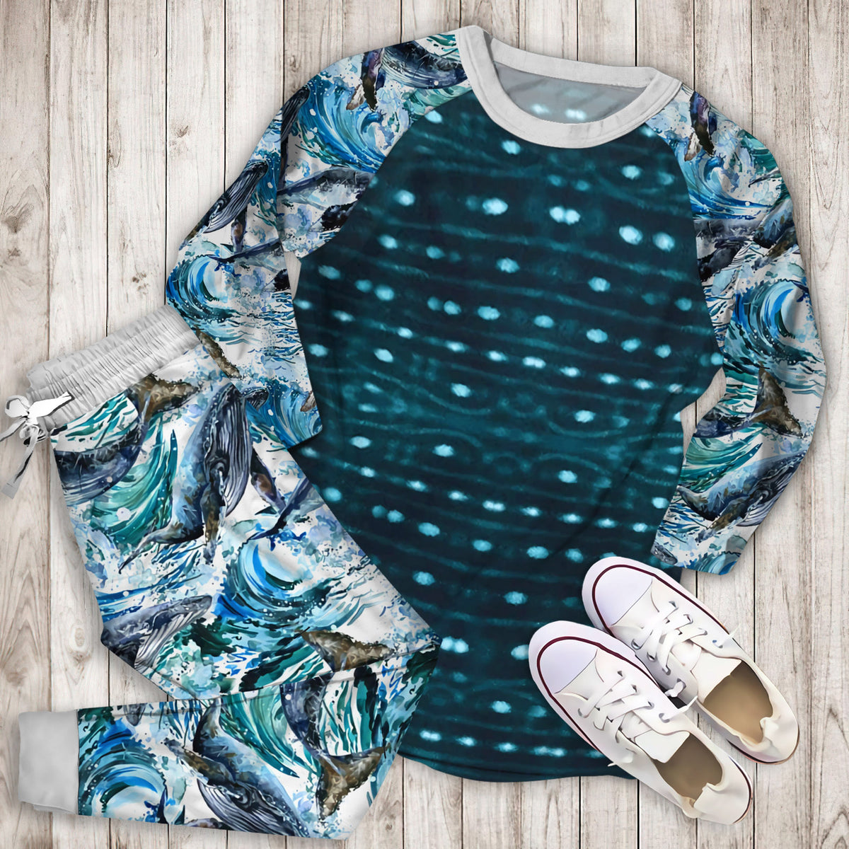 Whale Shark Pajama Set |Sleepwear Pjs Sets | Raglan Shirt Pants Set