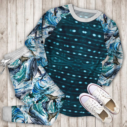 Whale Shark Pajama Set |Sleepwear Pjs Sets | Raglan Shirt Pants Set