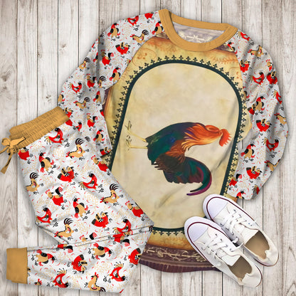 Rooster Pajama Set | Pajamas | Cotton Sleepwear Sets | Soft Long Sleeve Pjs | Raglan Shirt and Pants Set