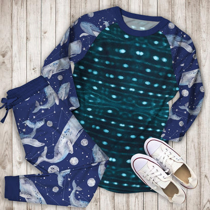 Whale Shark Pajama Set |Sleepwear Pjs Sets | Raglan Shirt Pants Set