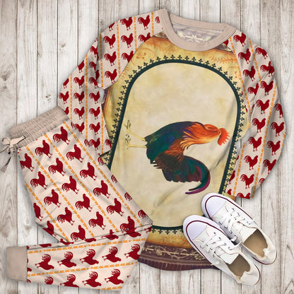Rooster Pajama Set | Pajamas | Cotton Sleepwear Sets | Soft Long Sleeve Pjs | Raglan Shirt and Pants Set