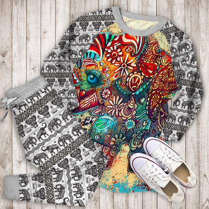 Elephant Pajama Set | Pajamas | Cotton Sleepwear Sets | Soft Long Sleeve Pjs | Raglan Shirt and Pants Set