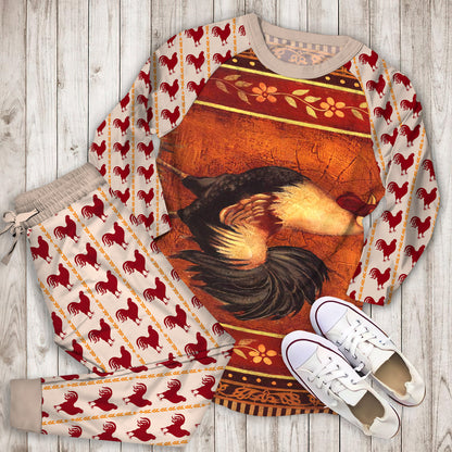 Rustic Rooster Pajama Set | Pajamas | Cotton Sleepwear Sets | Soft Long Sleeve Pjs | Raglan Shirt and Pants Set