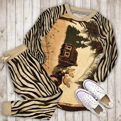 Wildlife Moose Pajama Set |Sleepwear Pjs Sets | Raglan Shirt Pants Set